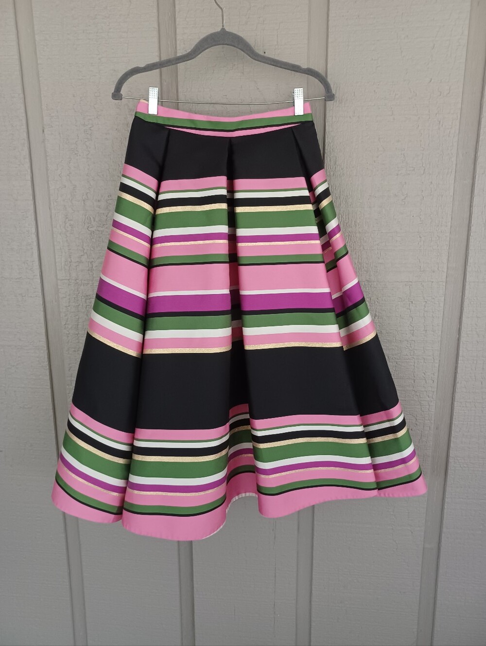 Kate Spade Metallic Festive Multi Stripe Skirt Size 2 Preppy High Waist Defect - Picture 3 of 16